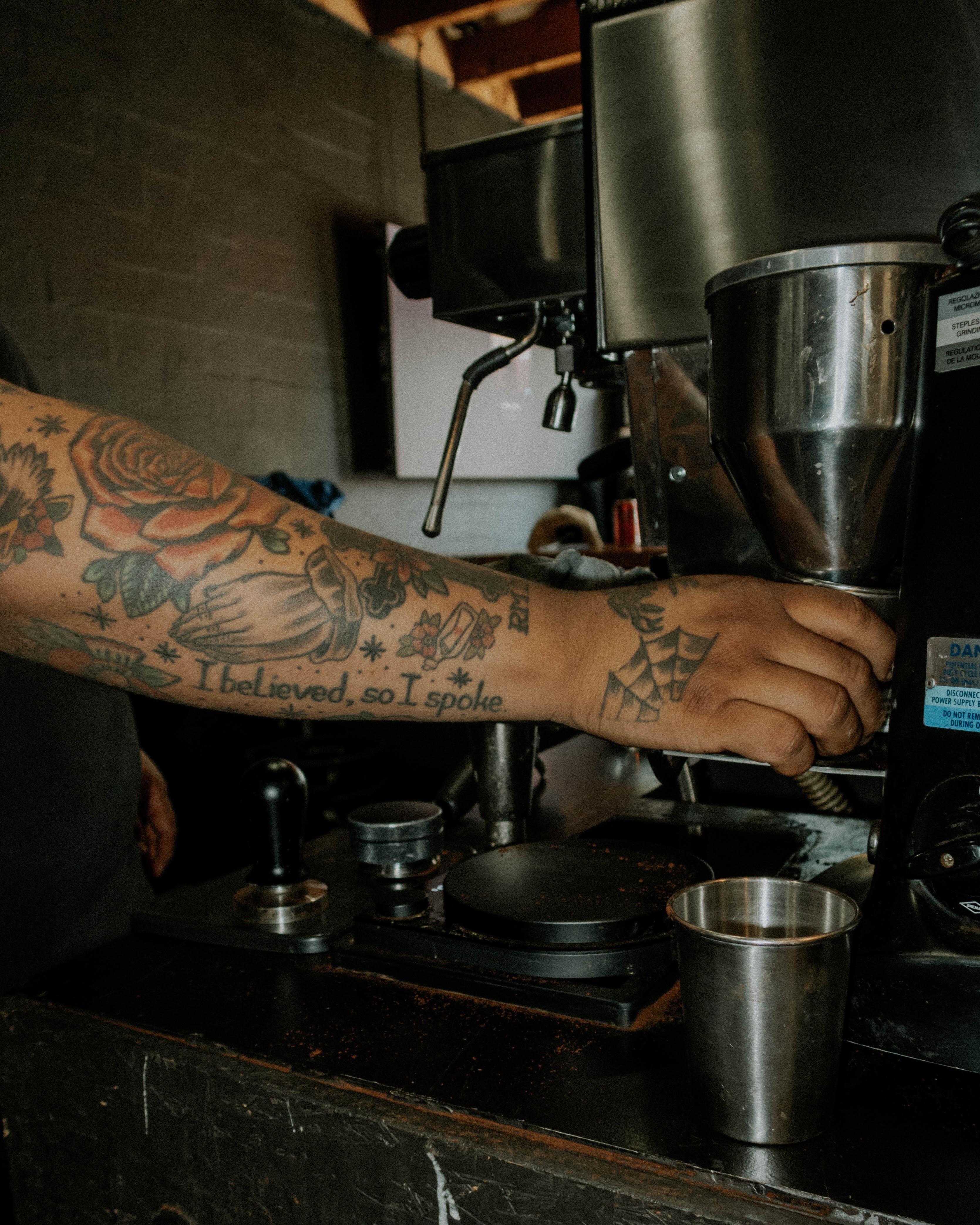 Retail coffee bags at the San Diego cafe
